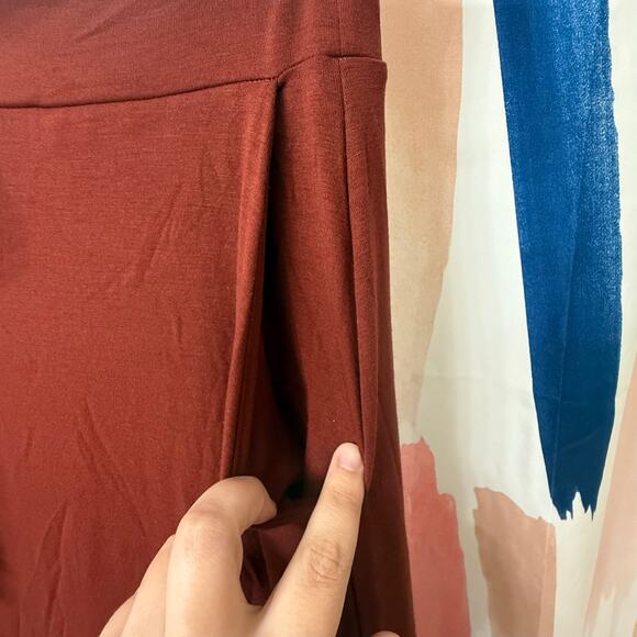 NWOT Zenana Outfitters Burgundy Brick Red Drawstring Maxi Skirt Size 1X - Picture 6 of 12